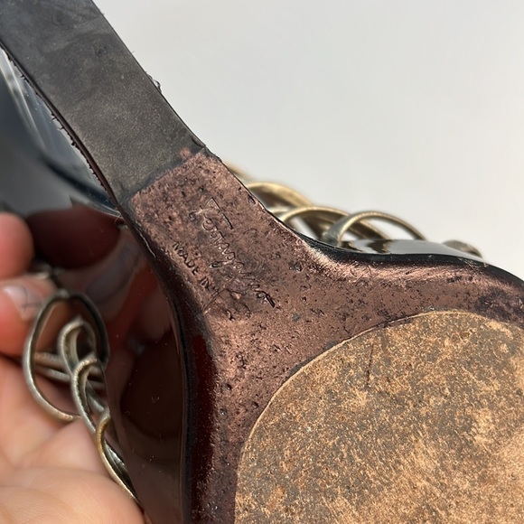 Salvatore Ferragamo Sz 9 Cage Strap Lucite High Heel Wedge Sandals Shoes - Picture 11 of 16